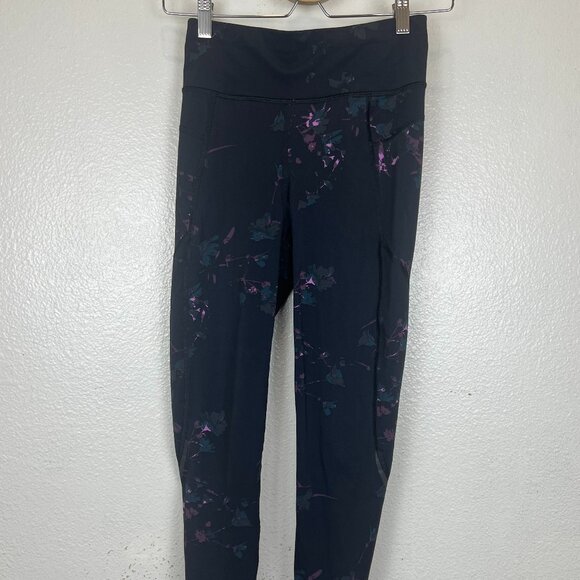 Sweaty Betty Zero Gravity Running Leggings 7/8 Women's Size XS Floral Black Pink - Picture 4 of 8